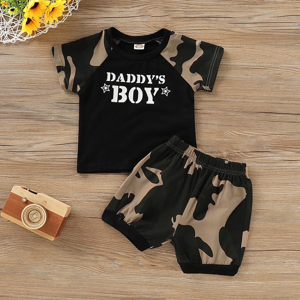 NWT 2-piece Daddy’s Boy Camo Shirt and Shorts